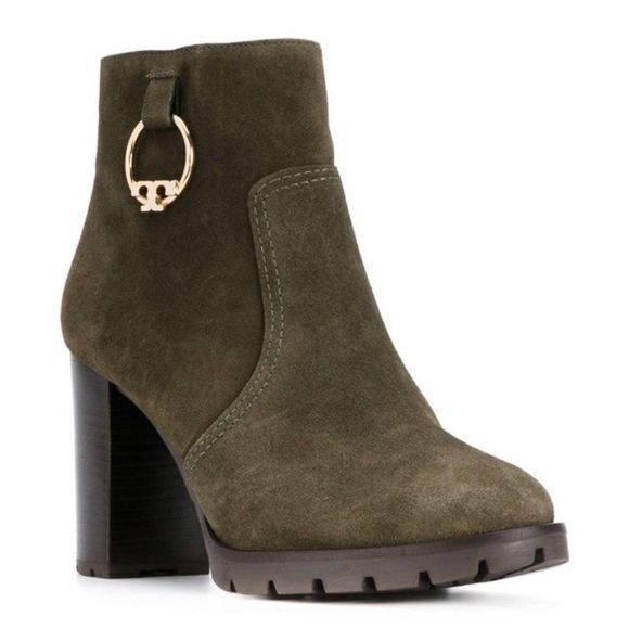 NEW TORY BURCH Sophie lug sole bootie Dark Green Boots‎ Shoes Womens Size 10.5 - Picture 2 of 4